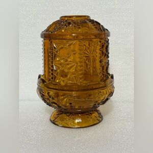 Vintage Indiana glass Fairy Lamp Amber